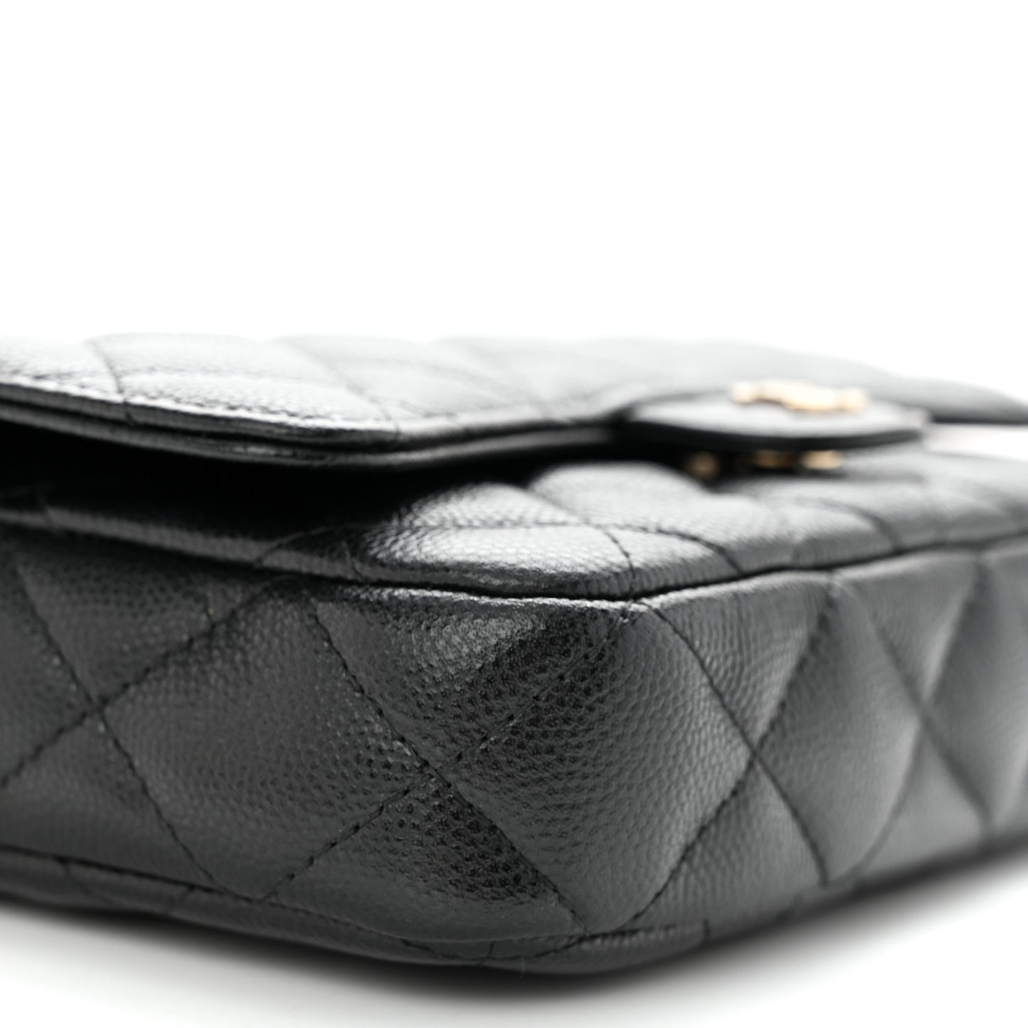 Caviar Quilted Flap Phone Holder With Chain Black