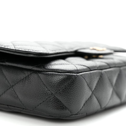 Chanel Caviar Quilted Flap Phone Holder With Chain Black 11 of 14