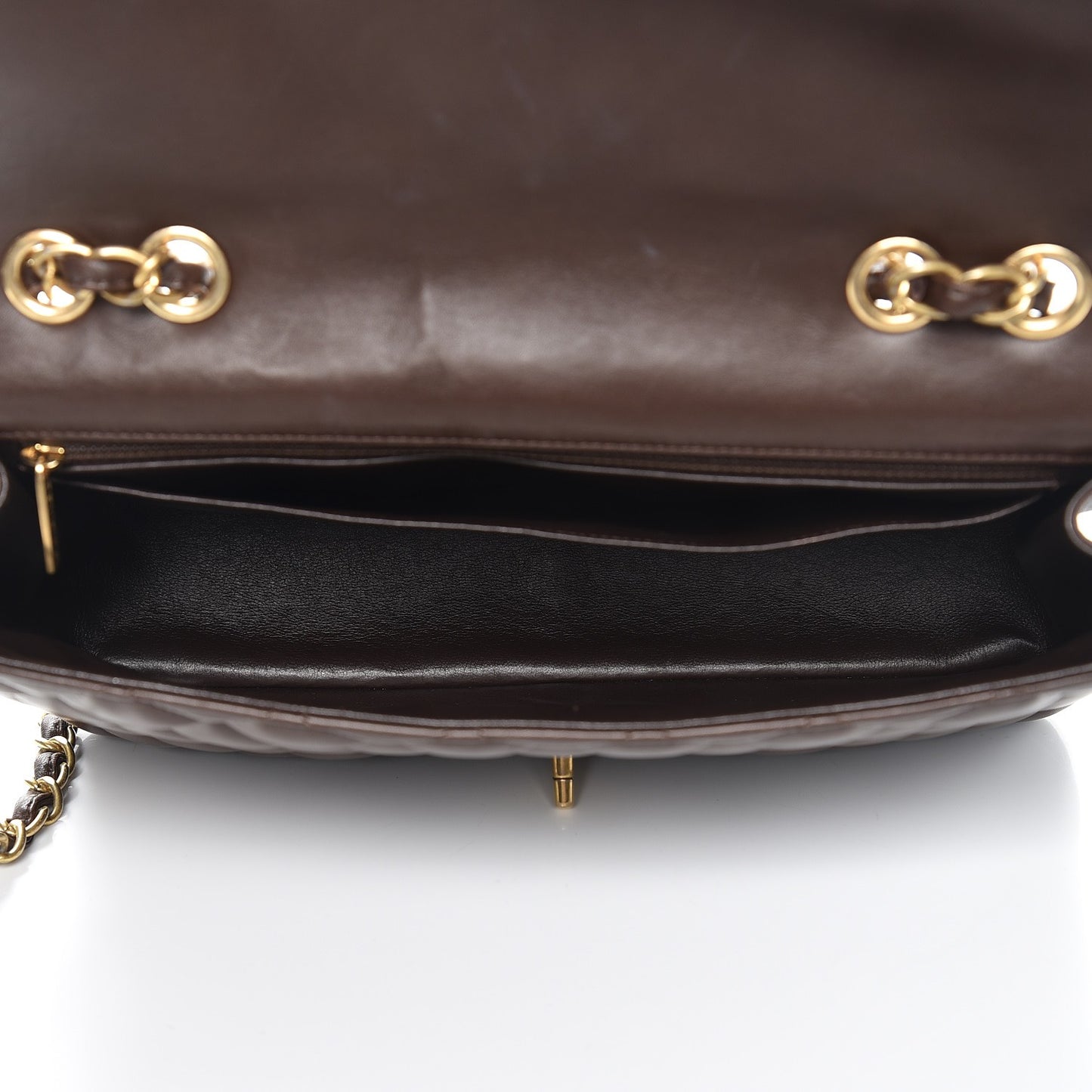 Lambskin Quilted Jumbo Single Flap Dark Brown