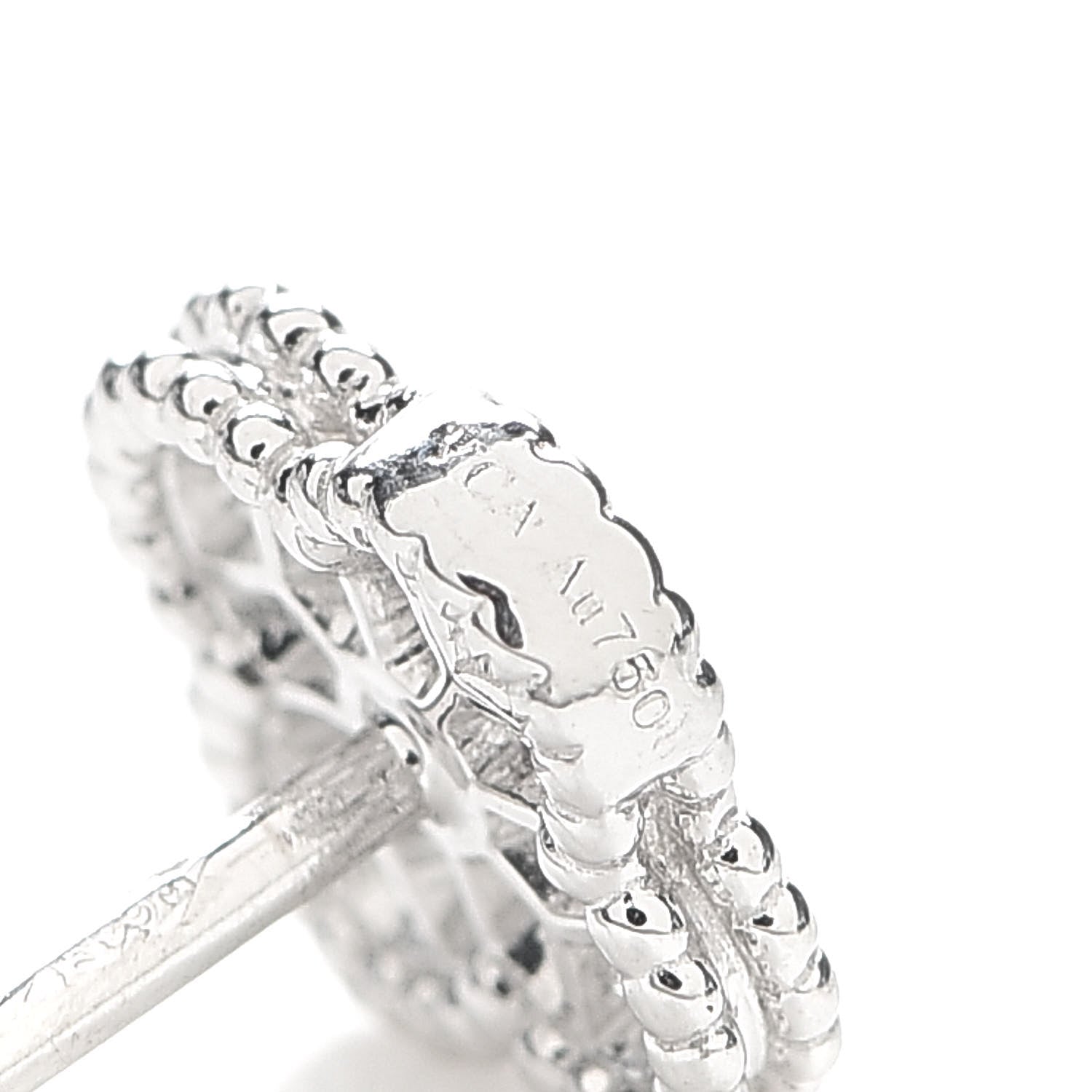 Van Cleef & Arpels 18K White Gold Diamond Sweet Alhambra Earrings 4 of 6