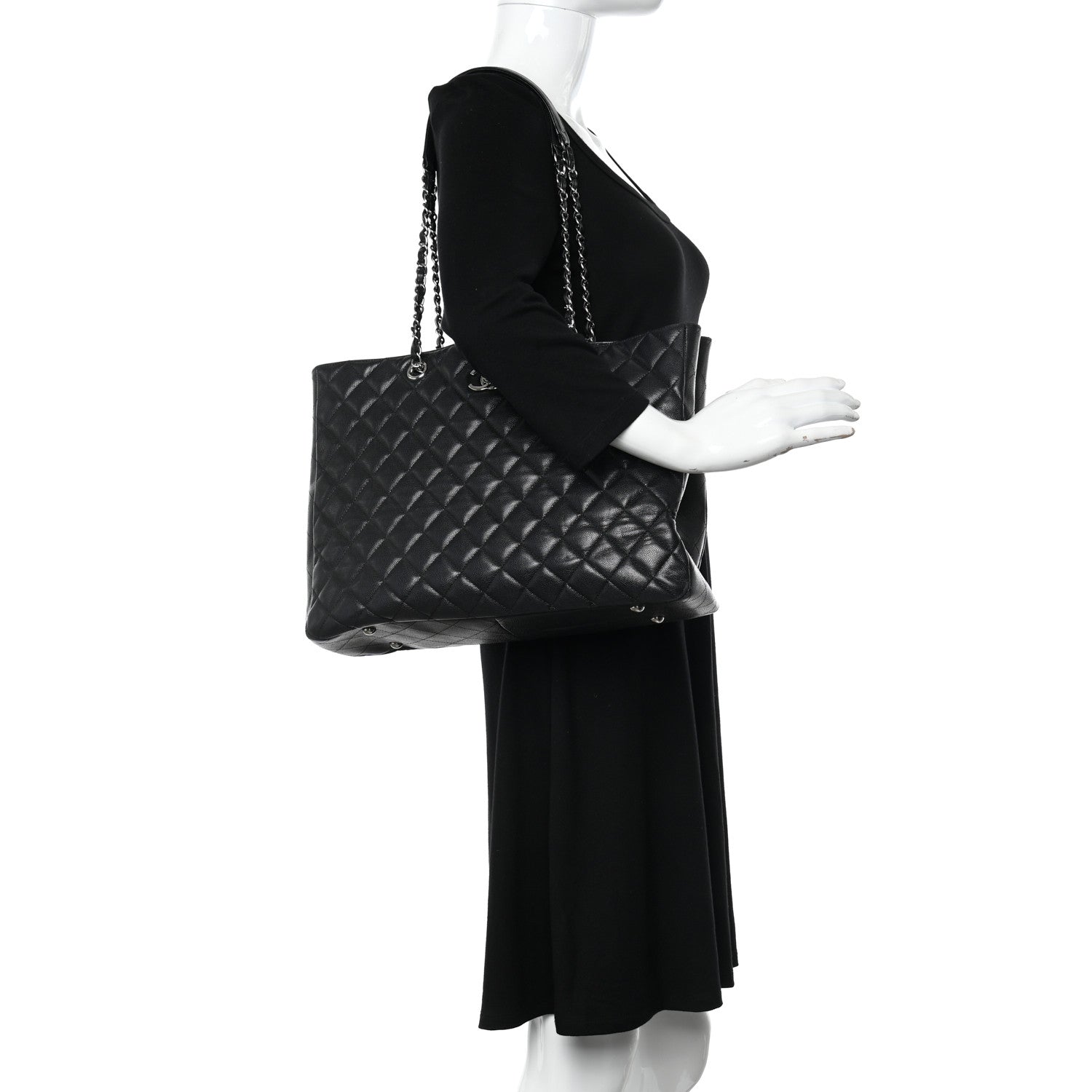 Chanel Caviar Quilted Large Shopping Tote Black 2 of 12
