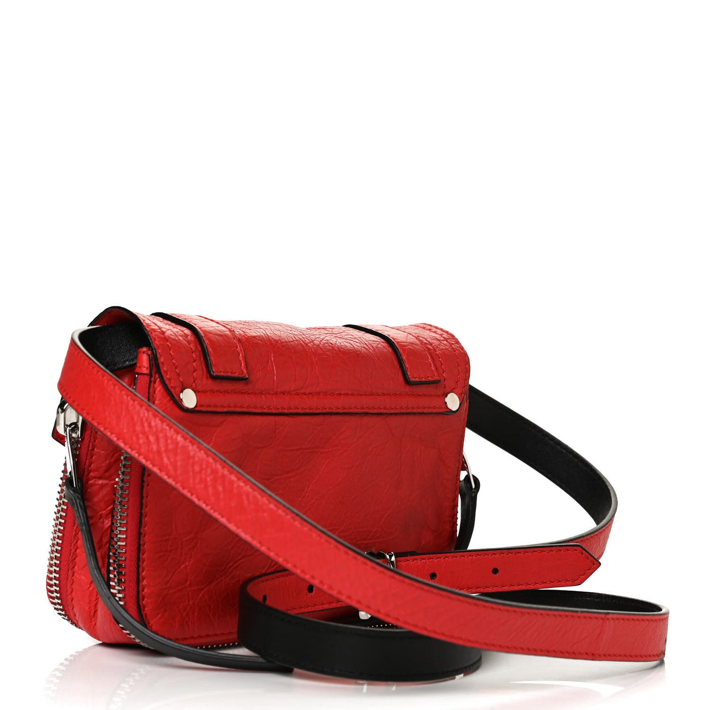 Crinkled Calfskin PS1 Mini Zip Crossbody Red