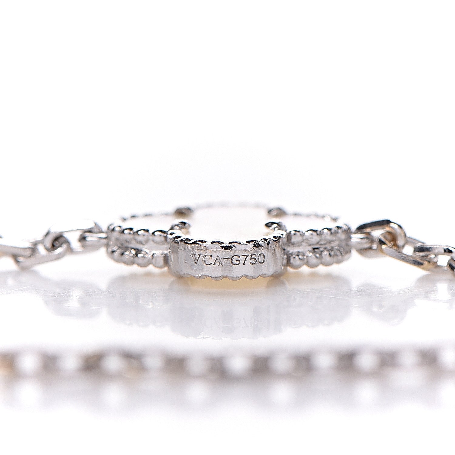 Van Cleef & Arpels 18K White Gold Mother of Pearl 10 Motifs Vintage Alhambra Necklace 6 of 8