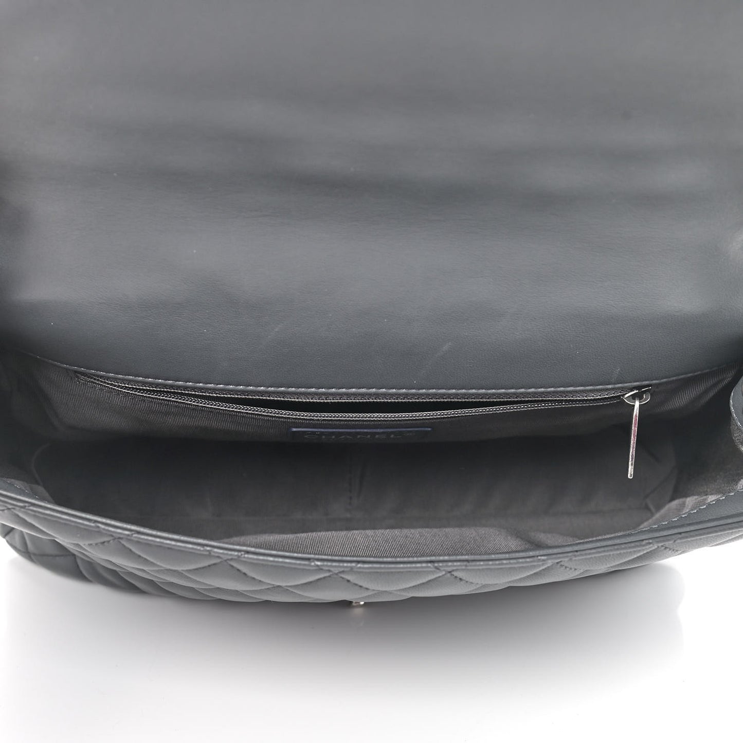 Lambskin Quilted Jumbo Multi Flap Bag Dark Grey