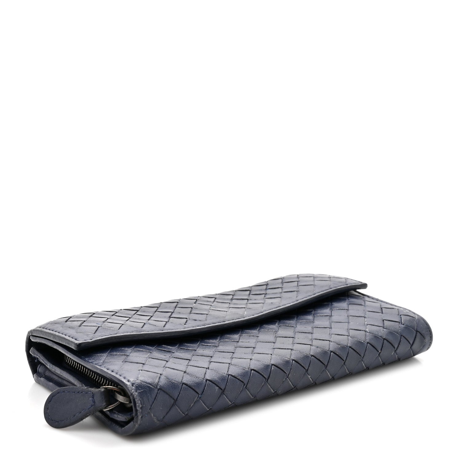 Bottega Veneta Nappa Intrecciato Continental Flap Wallet Dark Blue