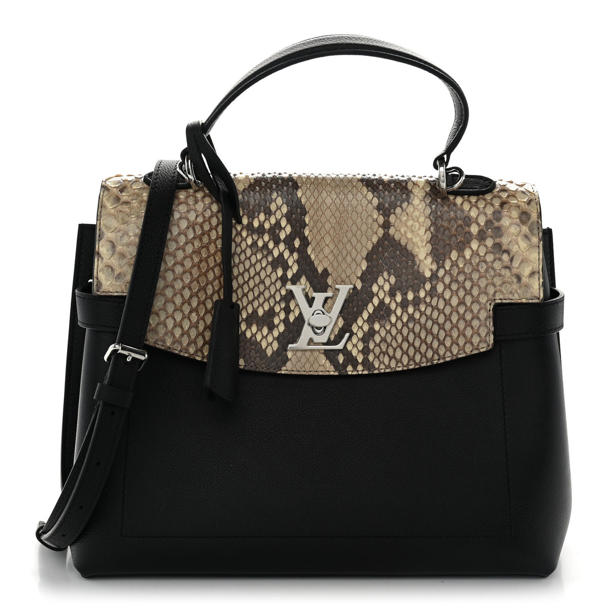 Louis Vuitton Snakeskin Lockme Ever MM Black Natural 1 of 9