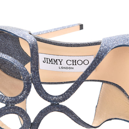 Jimmy Choo Glitter Lang Sandals 40.5 Navy 6 of 8