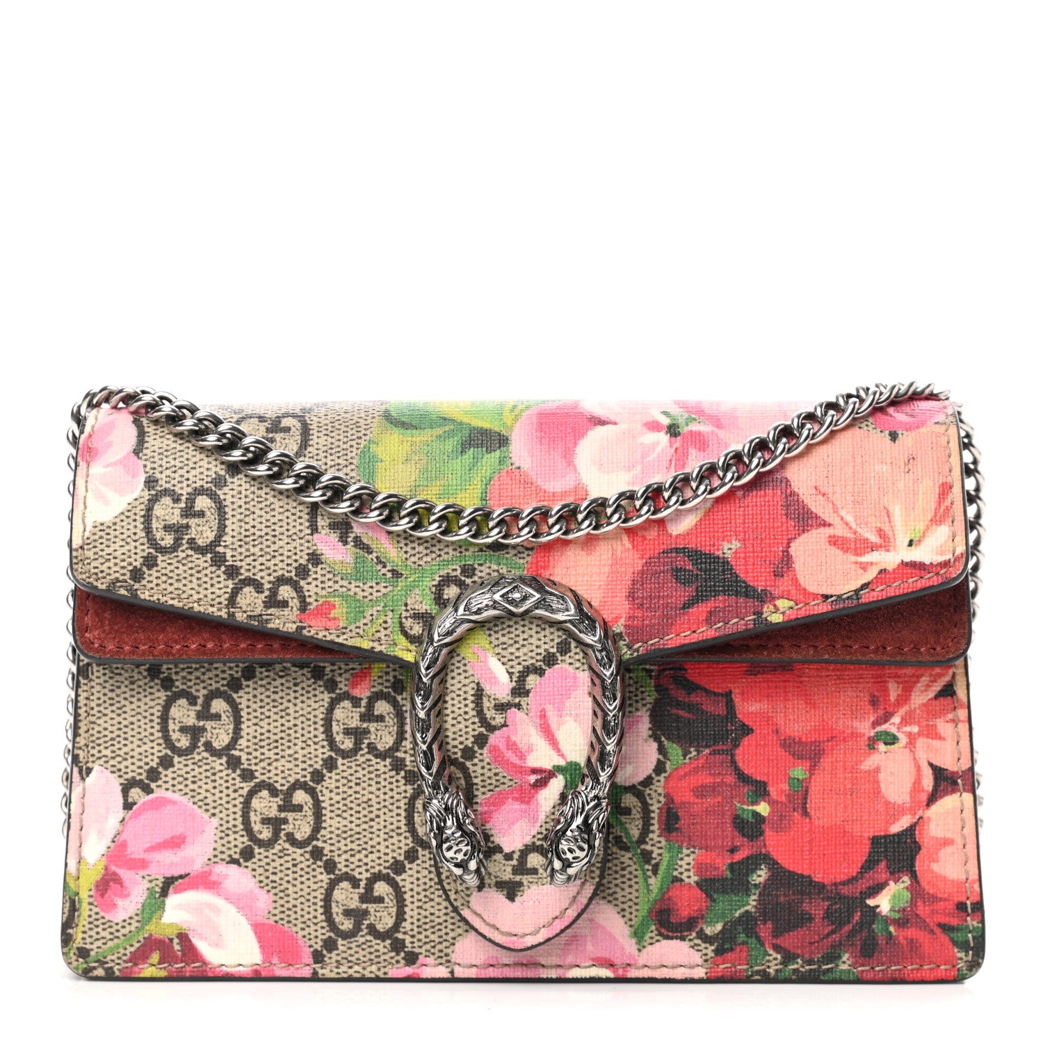 Gucci GG Supreme Monogram Blooms Super Mini Dionysus Shoulder Bag Beige Multicolor Dry Rose 1 of 12