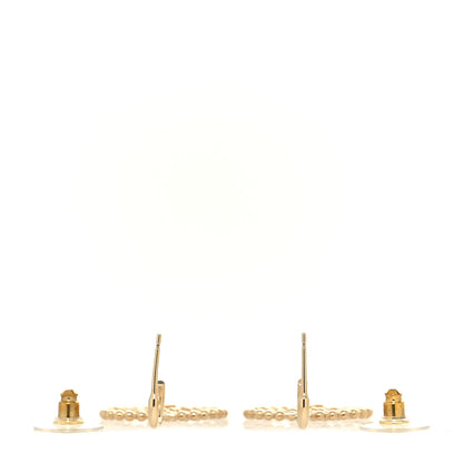 Chanel Metal Bead Round CC Drop Earrings Gold 3 of 4