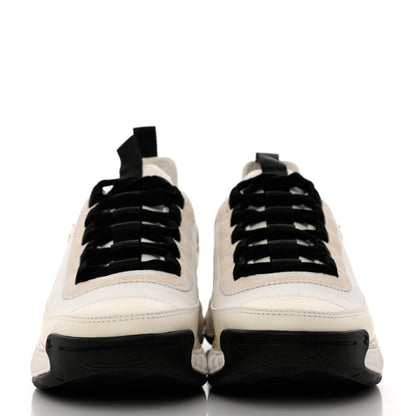 Chanel Velvet Calfskin Mixed Fibers CC Sneakers 37.5 Ivory Black 2 of 9