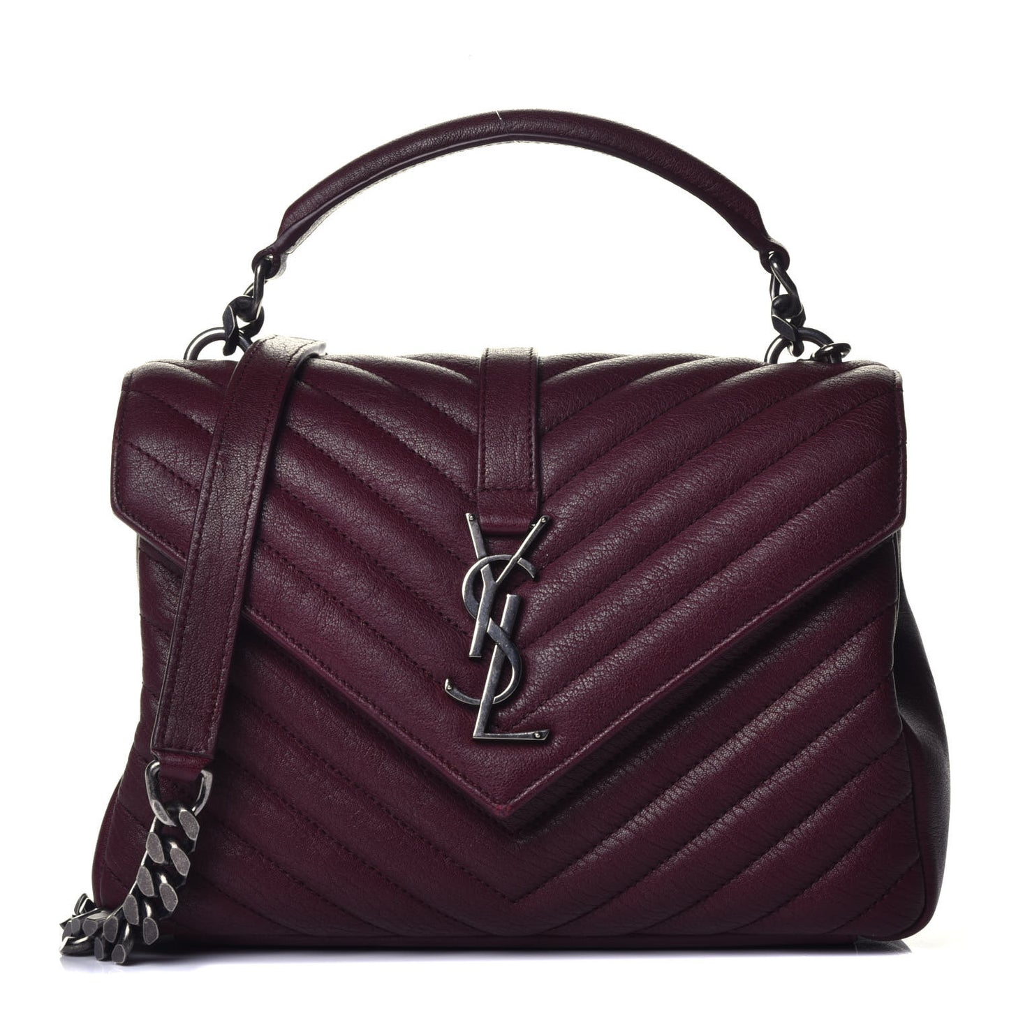 Sheepskin Matelasse Chevron Monogram Medium College Bag Rouge Legion