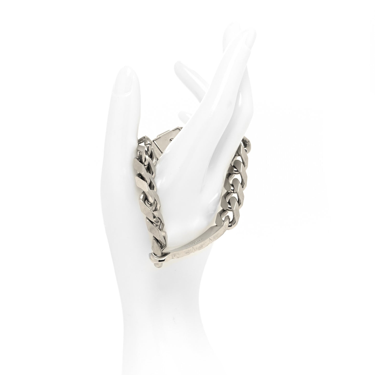 Zamac Palladium Monogram Chain Bracelet Silver
