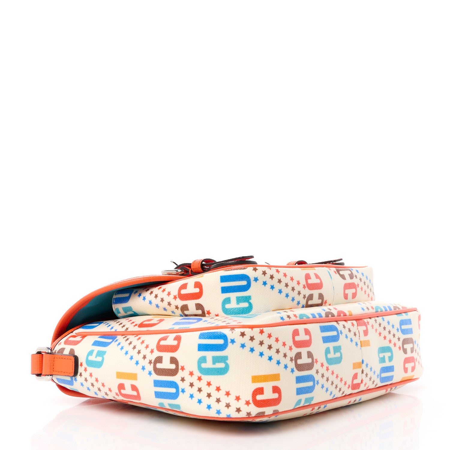 Gucci Coated Canvas Logo Star Print Childrens Messenger Bag Beige Multicolor Vibrant Orange 4 of 10