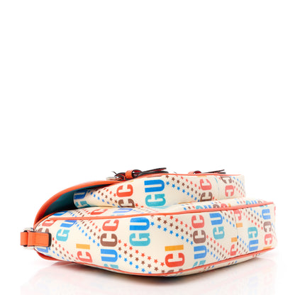 Gucci Coated Canvas Logo Star Print Childrens Messenger Bag Beige Multicolor Vibrant Orange 4 of 10