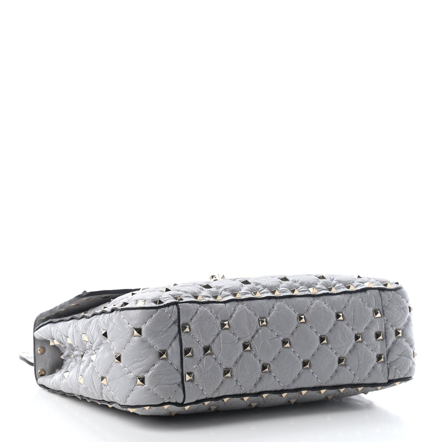 Valentino Garavani Craquele Nappa Medium Rockstud Spike Shoulder Bag Pastel Grey 4 of 9