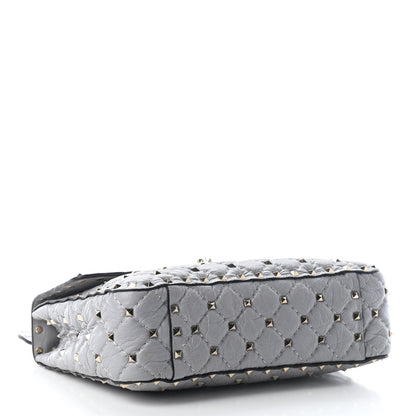 Valentino Garavani Craquele Nappa Medium Rockstud Spike Shoulder Bag Pastel Grey 4 of 9