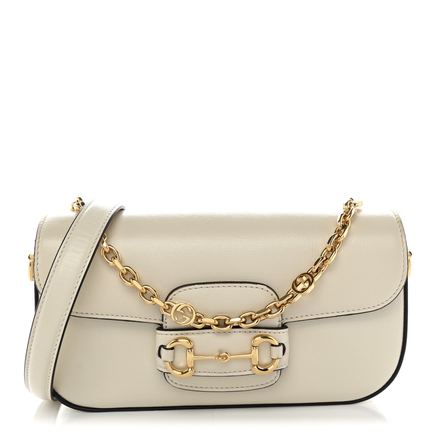 Azalea Calfskin Small Horsebit 1955 Chain Shoulder Bag Mystic White