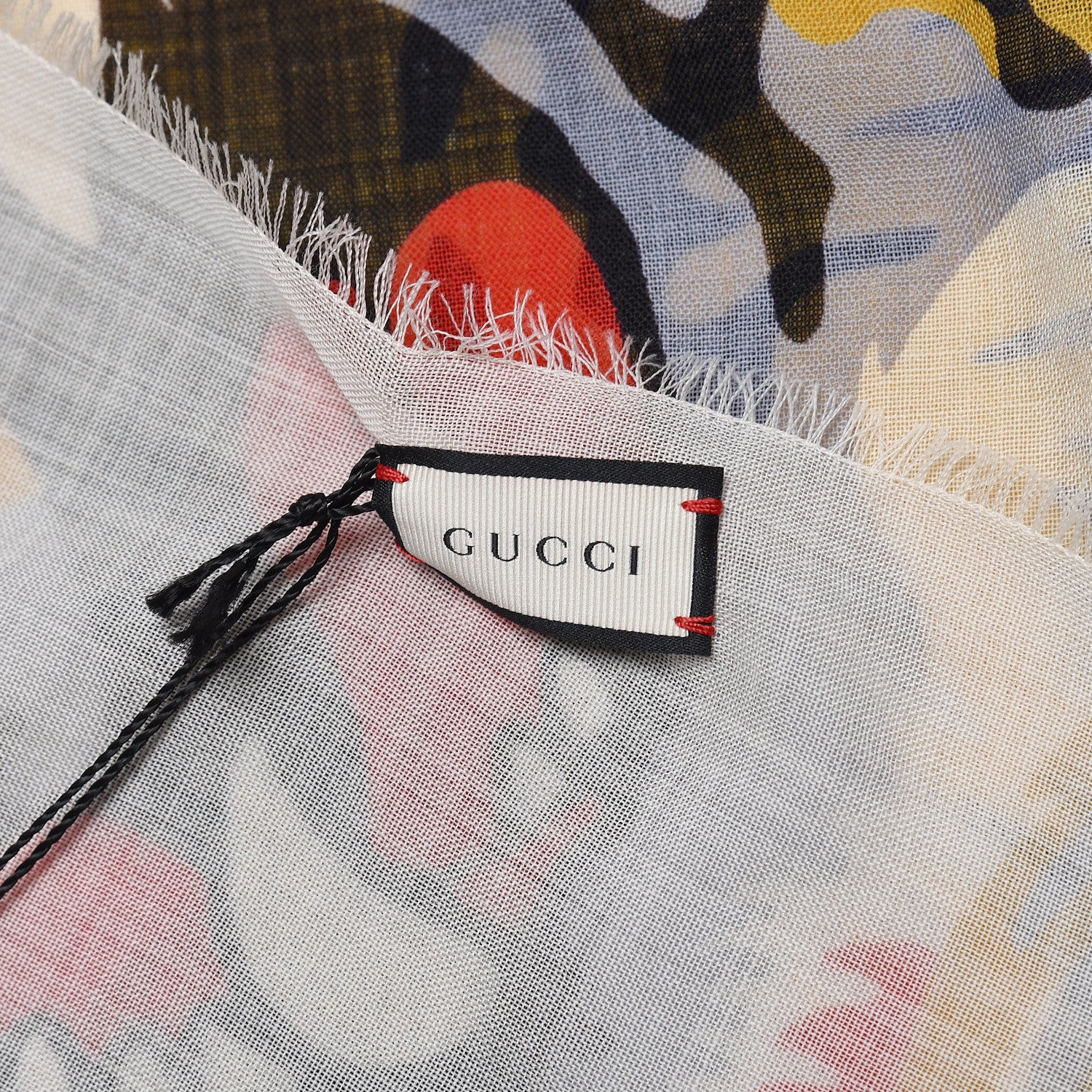 Gucci Wool Sylvie Tiger Square Scarf Sapphire Ivory 4 of 5