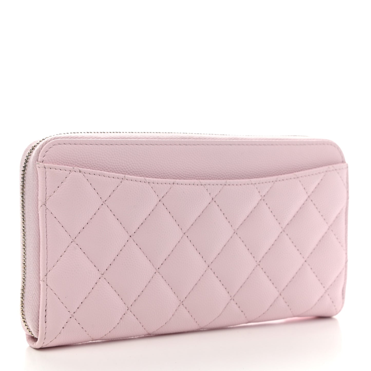 Caviar Quilted Large Gusset Zip Around Wallet Light Pink