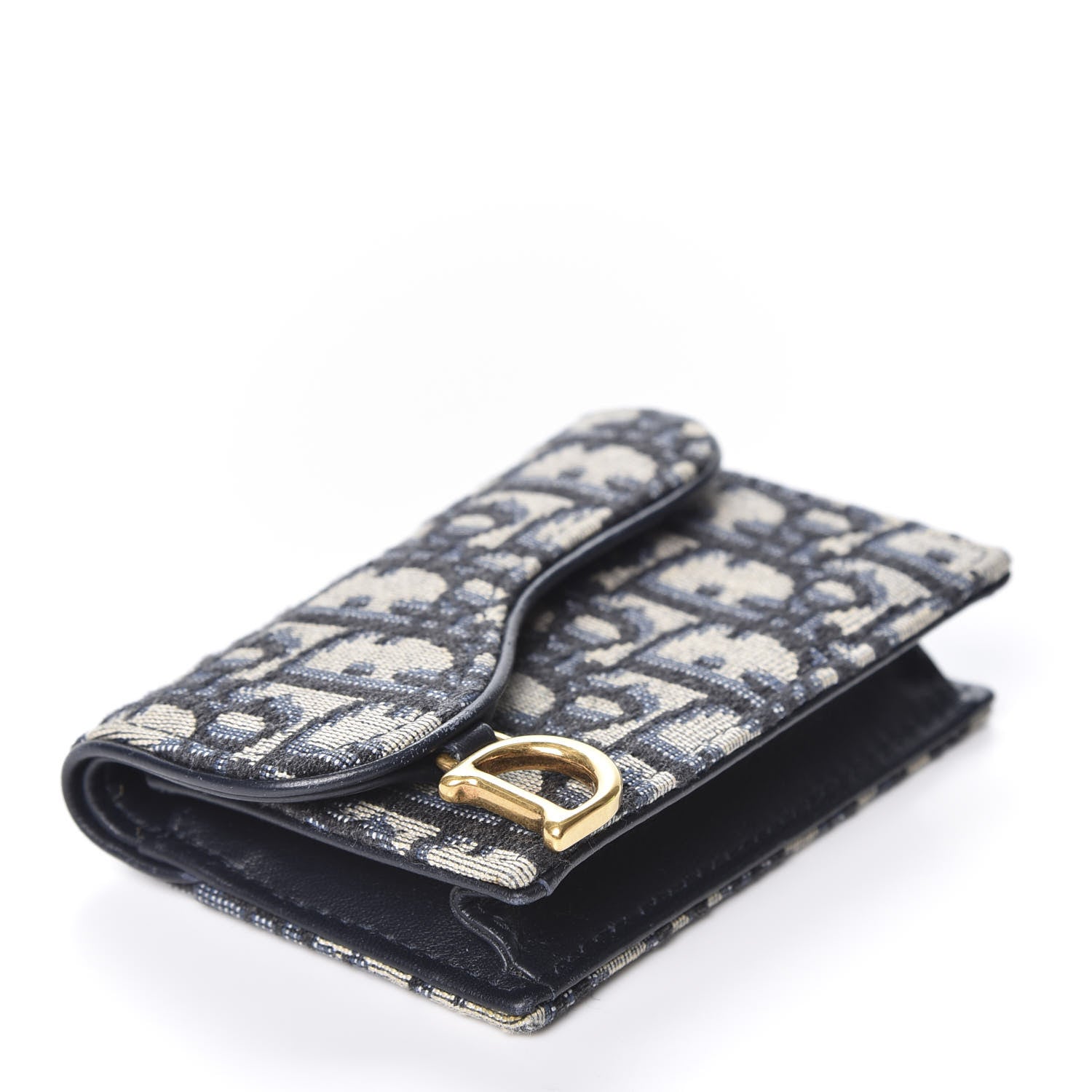 Christian Dior Oblique Saddle Card Holder Blue 3 of 8