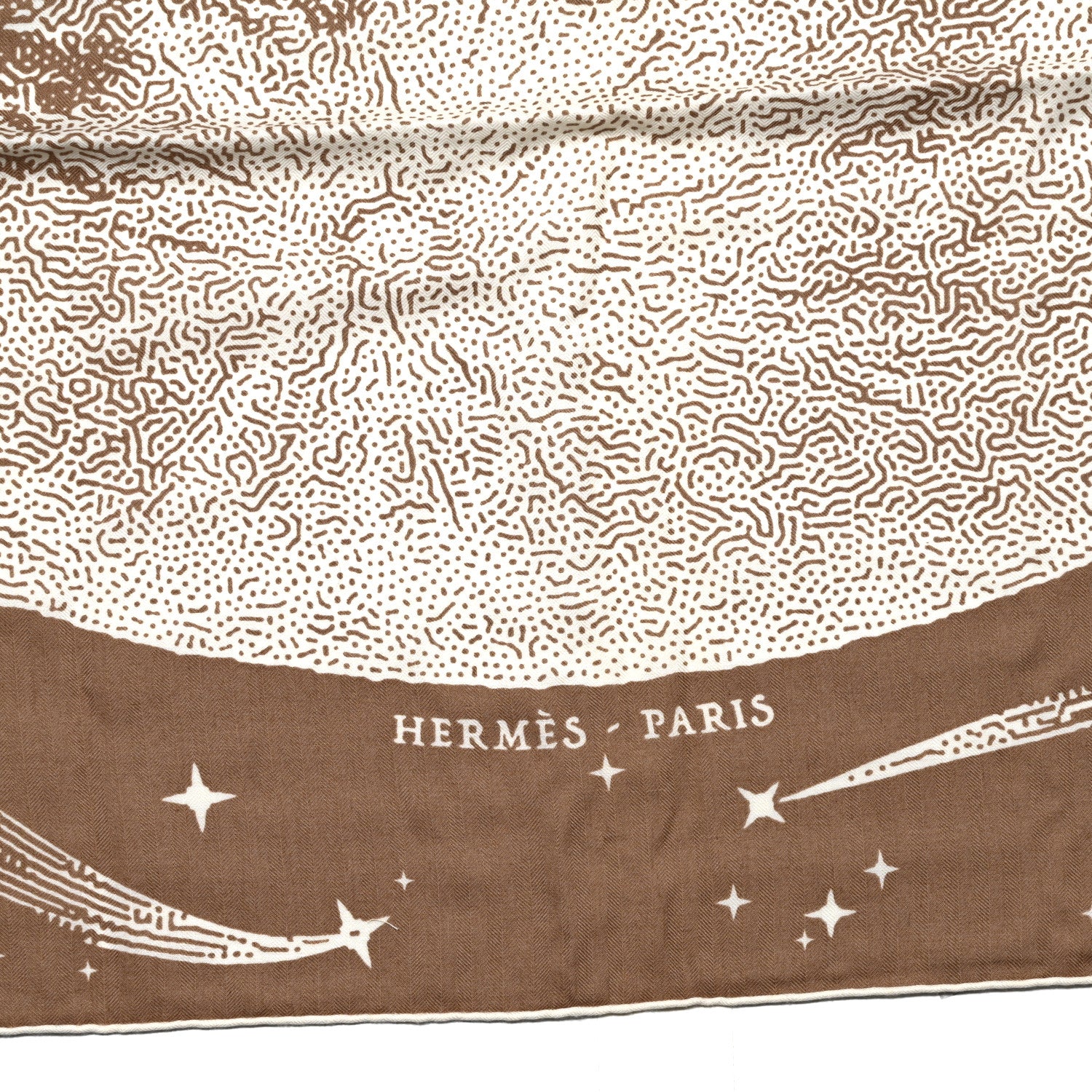 Hermes Silk Cashmere Clair De Lune Shawl 140 Camel White 2 of 5