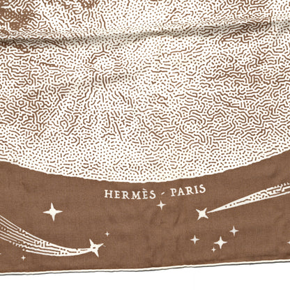 Hermes Silk Cashmere Clair De Lune Shawl 140 Camel White 2 of 5