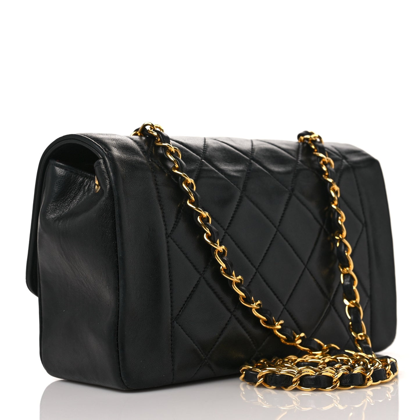 Lambskin Quilted Small Single Flap Black
