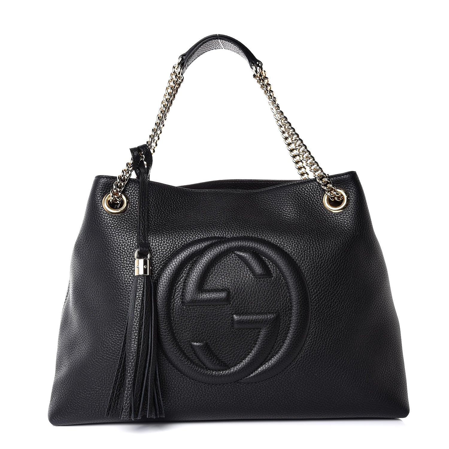 Gucci Pebbled Calfskin Medium Soho Chain Shoulder Bag Black 1 of 7