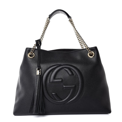 Gucci Pebbled Calfskin Medium Soho Chain Shoulder Bag Black 1 of 7