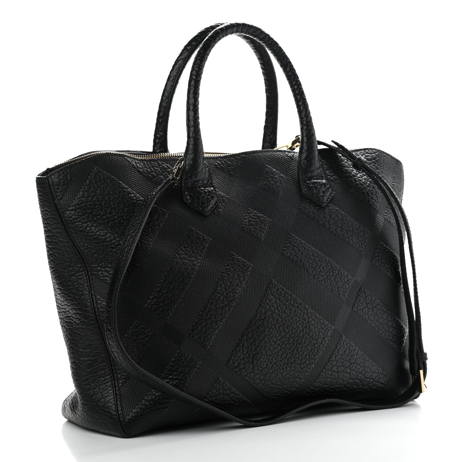 Burberry Heritage Grain Check Embossed Medium Dewsbury Tote Black 3 of 12