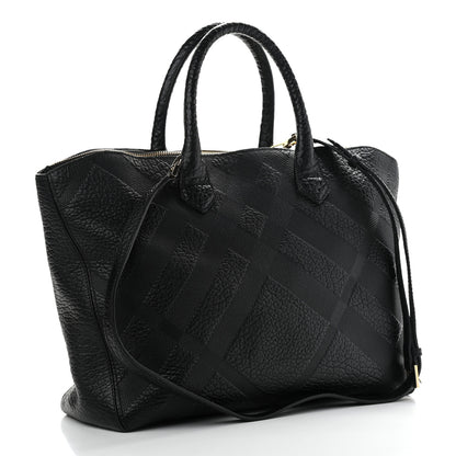 Burberry Heritage Grain Check Embossed Medium Dewsbury Tote Black 3 of 12