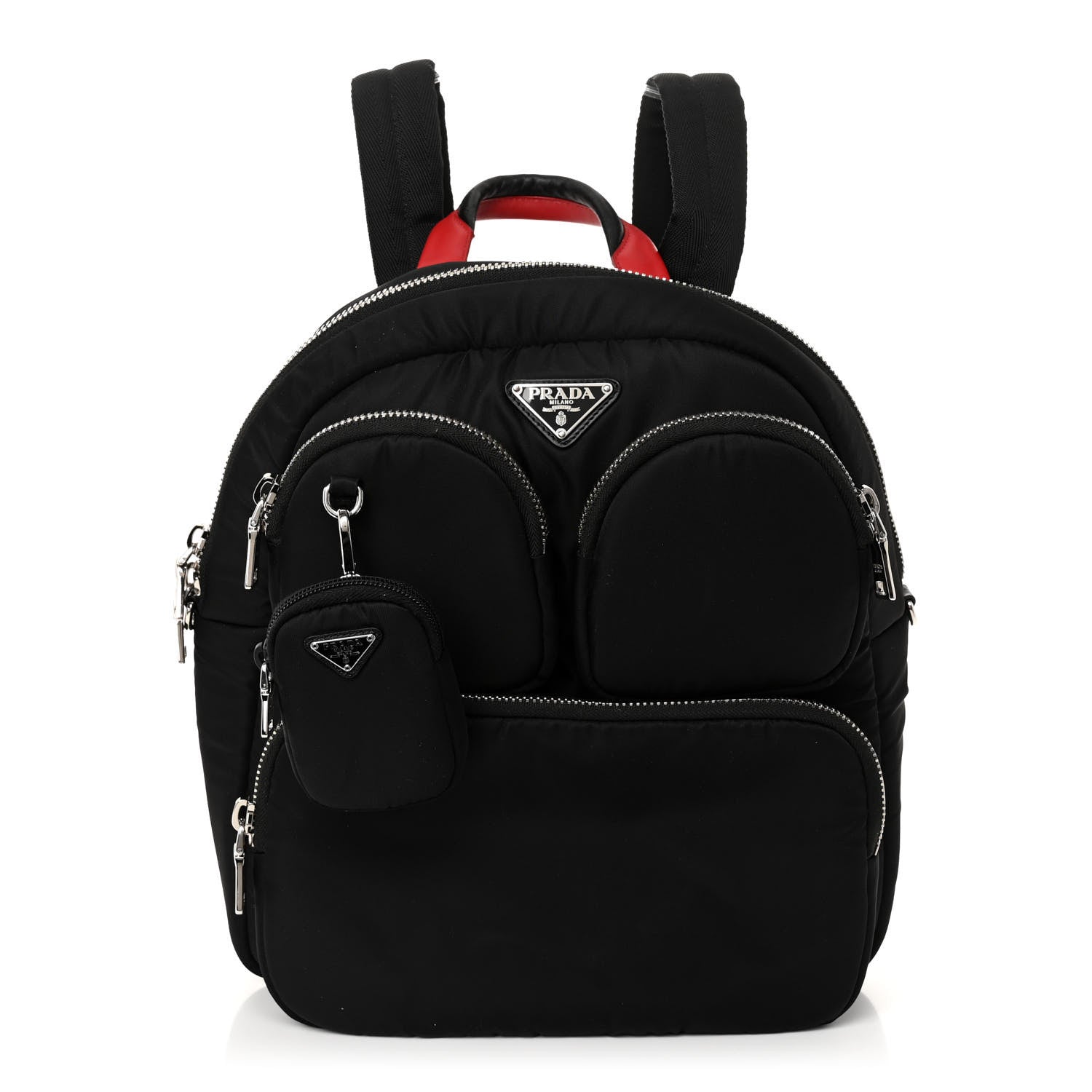 Prada Tessuto Nylon Pocket Cargo Backpack Black Fuoco 2 of 9