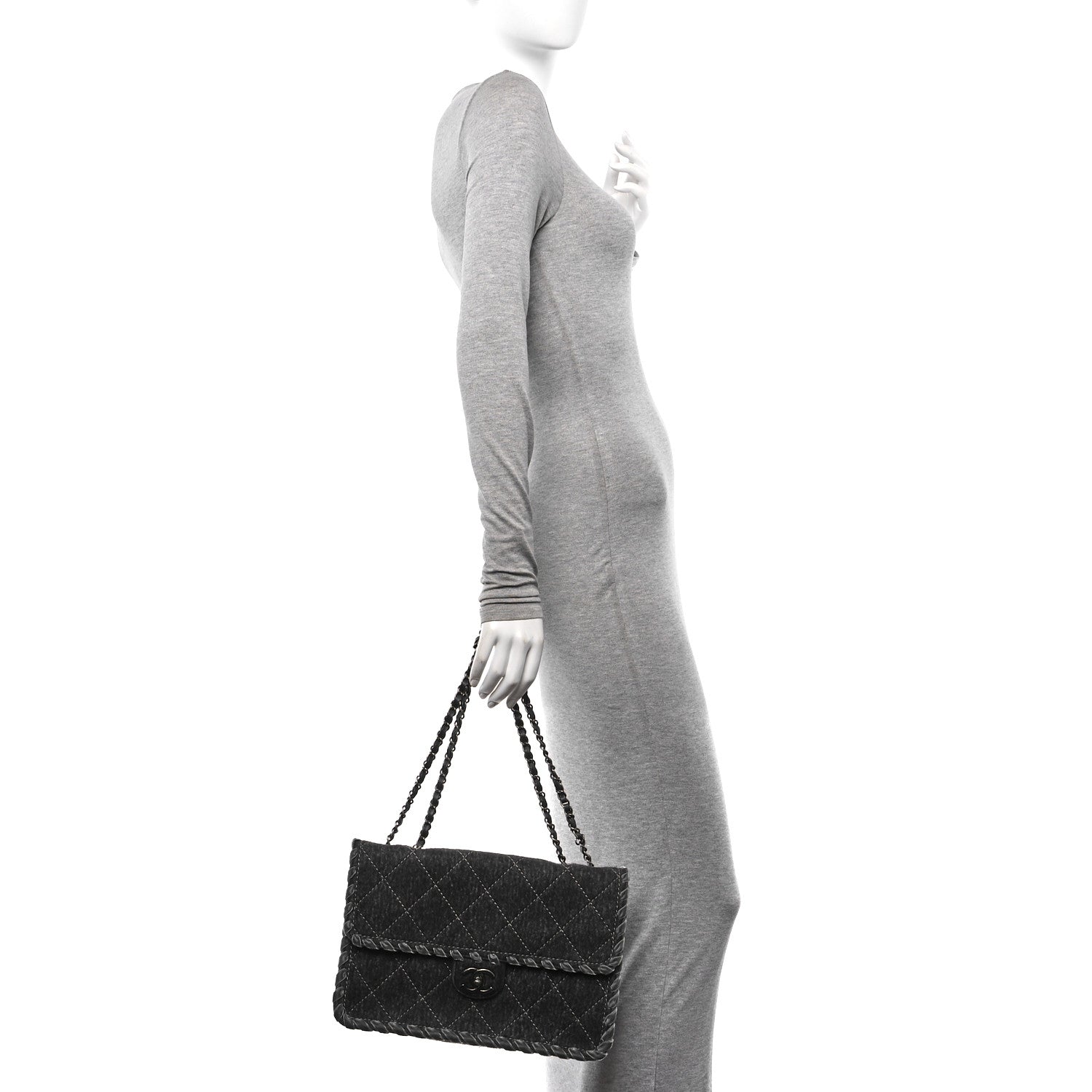 Chanel Fancy Felt Flap Grey 2 of 10