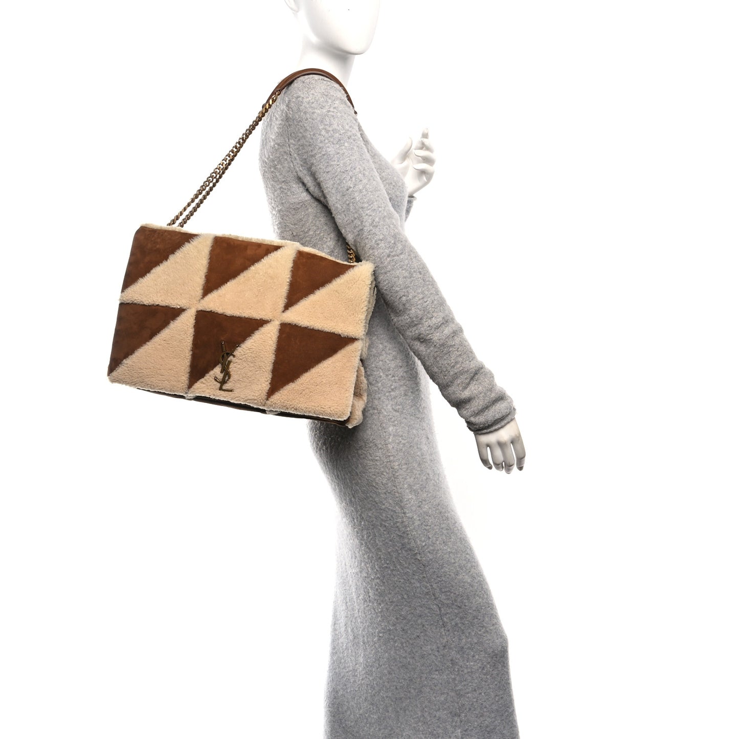 Suede Shearling Patchwork Monogram Giant Jamie Brown Beige