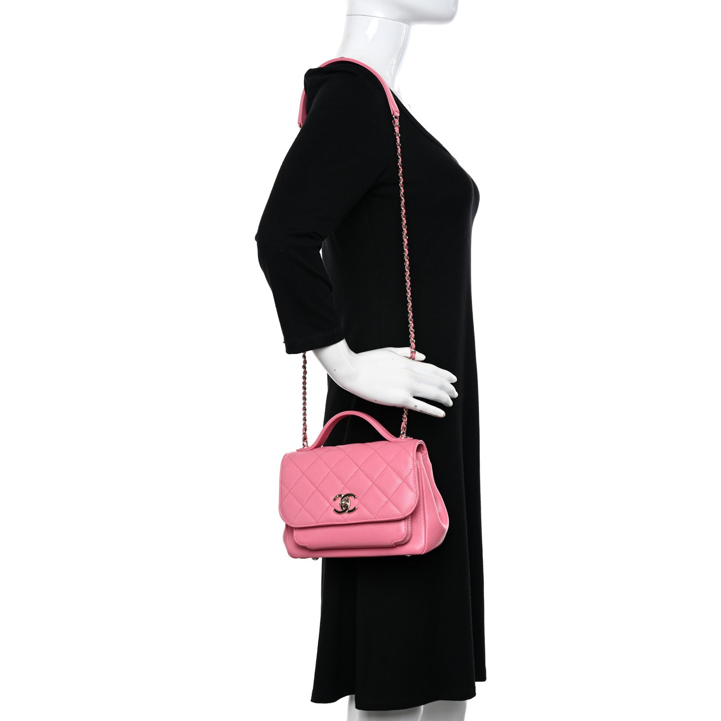 Caviar Quilted Small Business Affinity Flap Pink