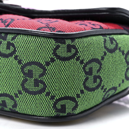 Gucci Monogram Multicolor Matelasse Diagonal Super Mini GG Marmont Shoulder Bag Pink Blue Red Yellow Green 9 of 9