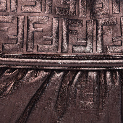 Fendi Metallic Calfskin FF Embossed Small Chef Shoulder Bag Bronze 12 of 12
