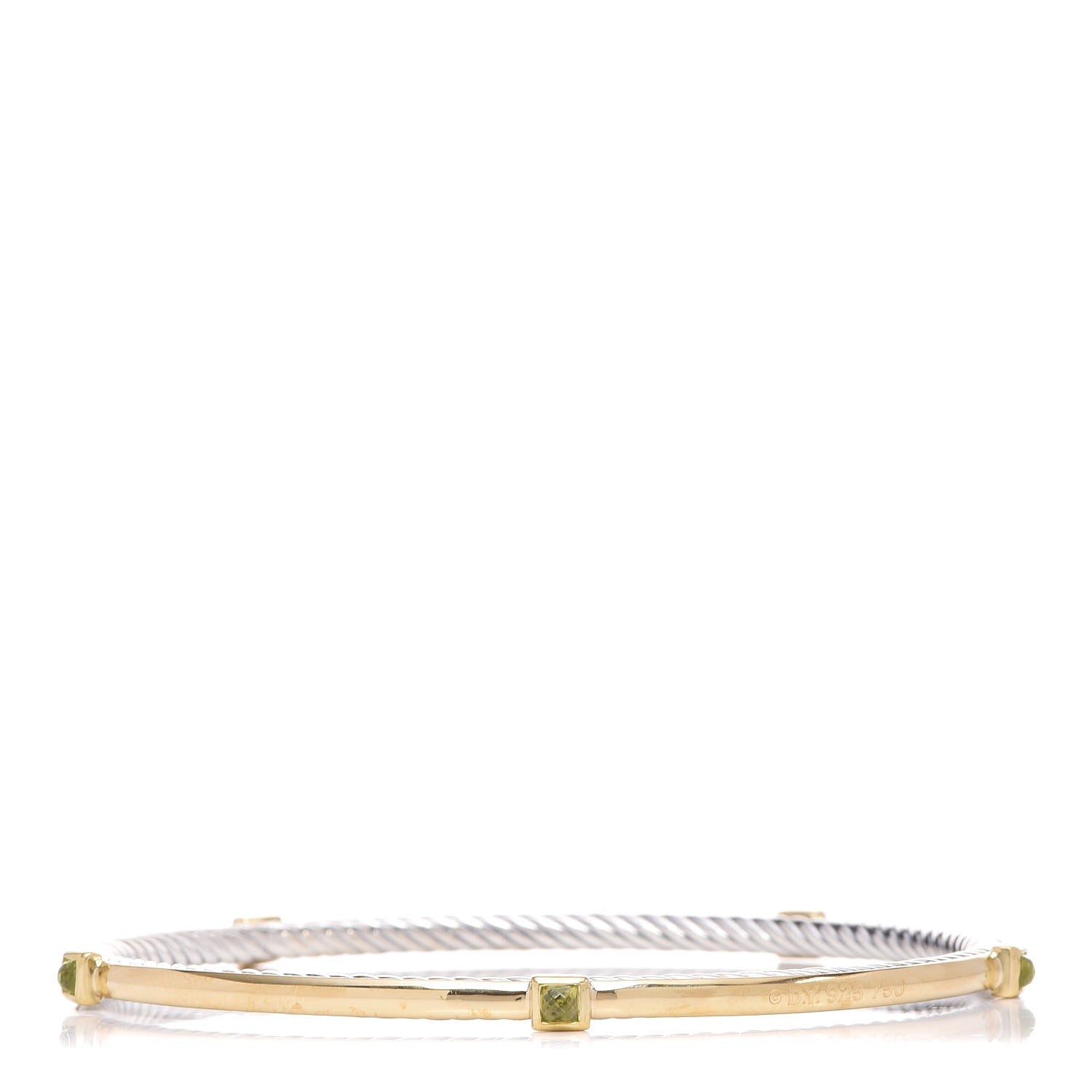 David Yurman Sterling Silver 18K Yellow Gold Peridot Confetti Bangle 3 of 5