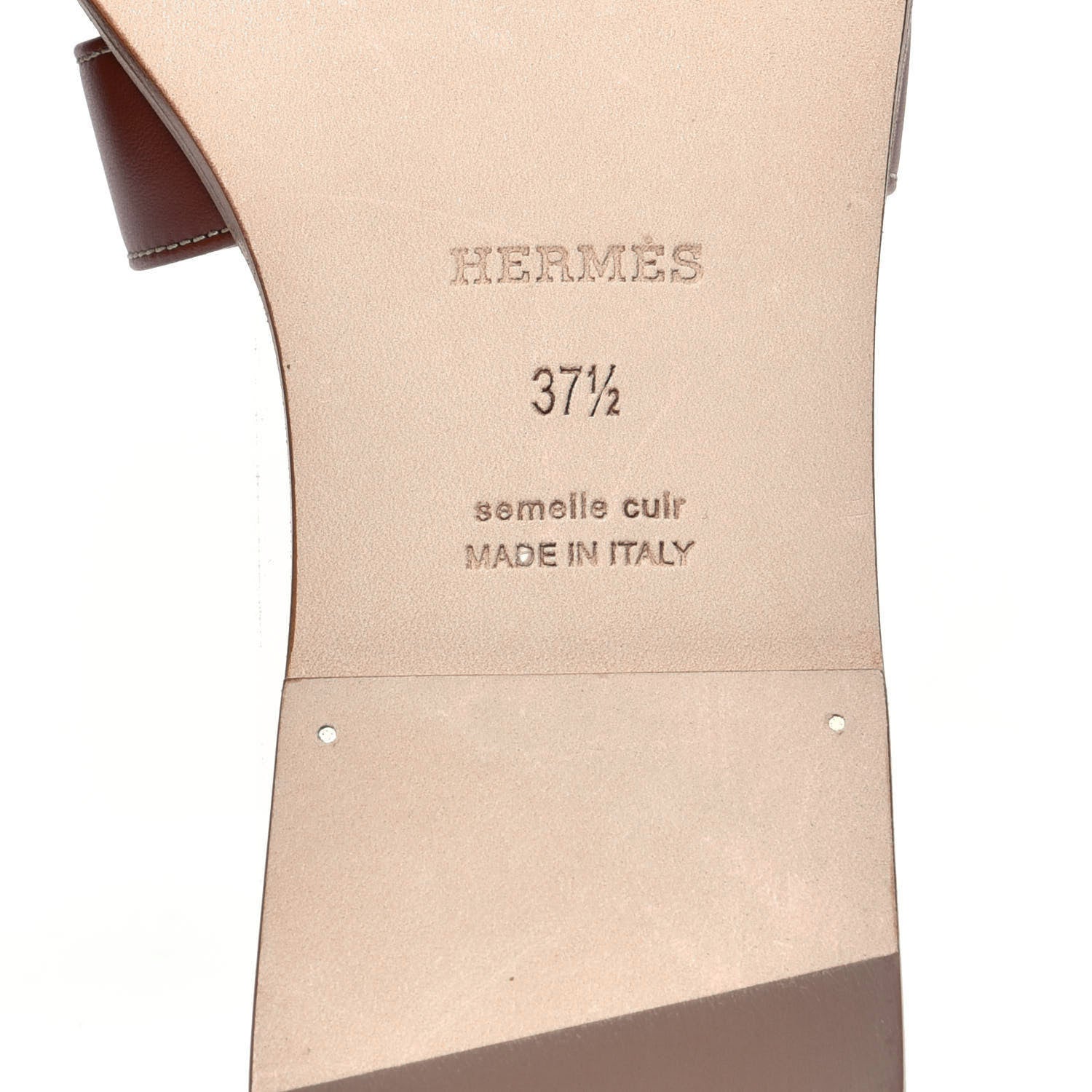 Hermes Box Calfskin Oran Sandals 37.5 Gold 7 of 8