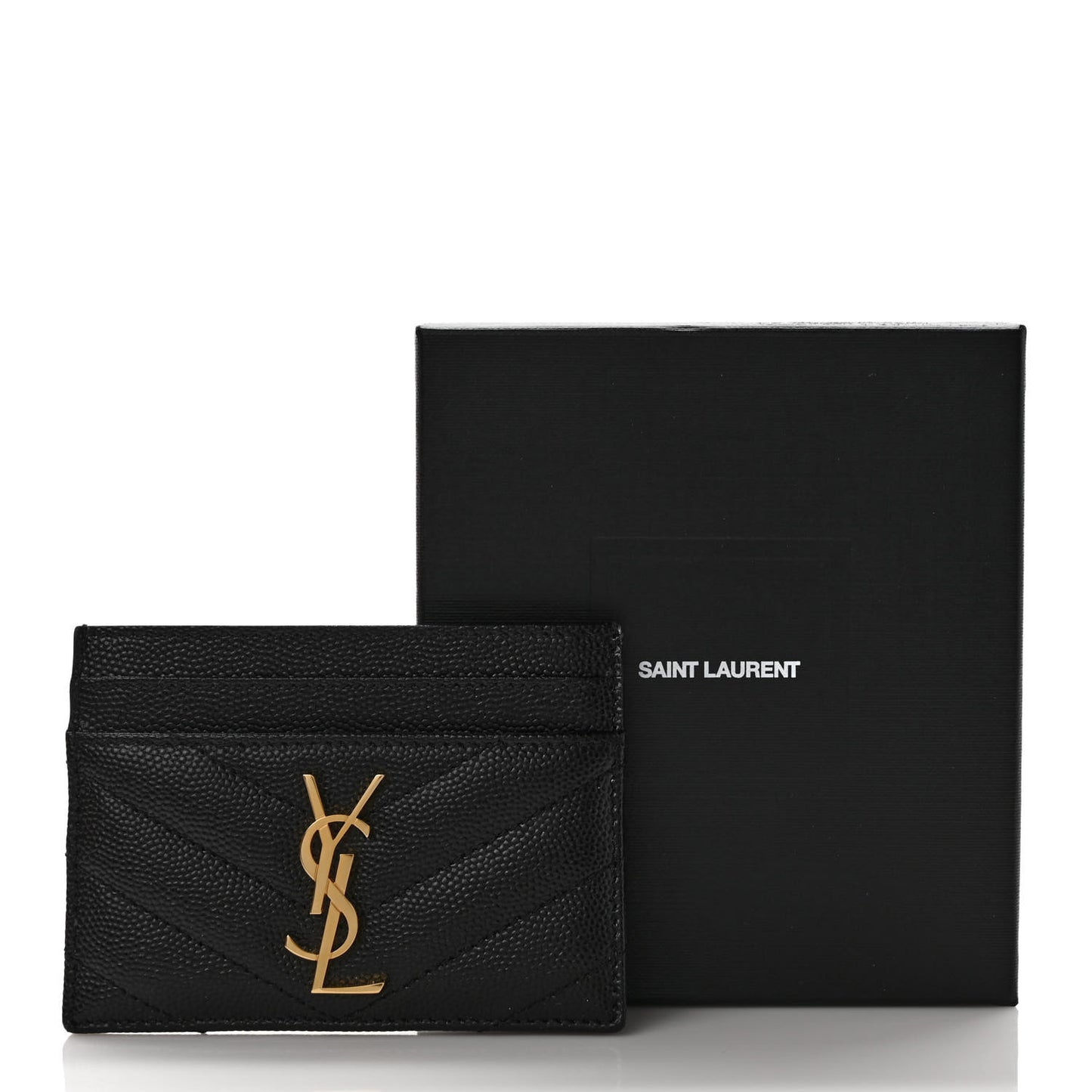 Grain De Poudre Matelasse Chevron Monogram Credit Card Case Black