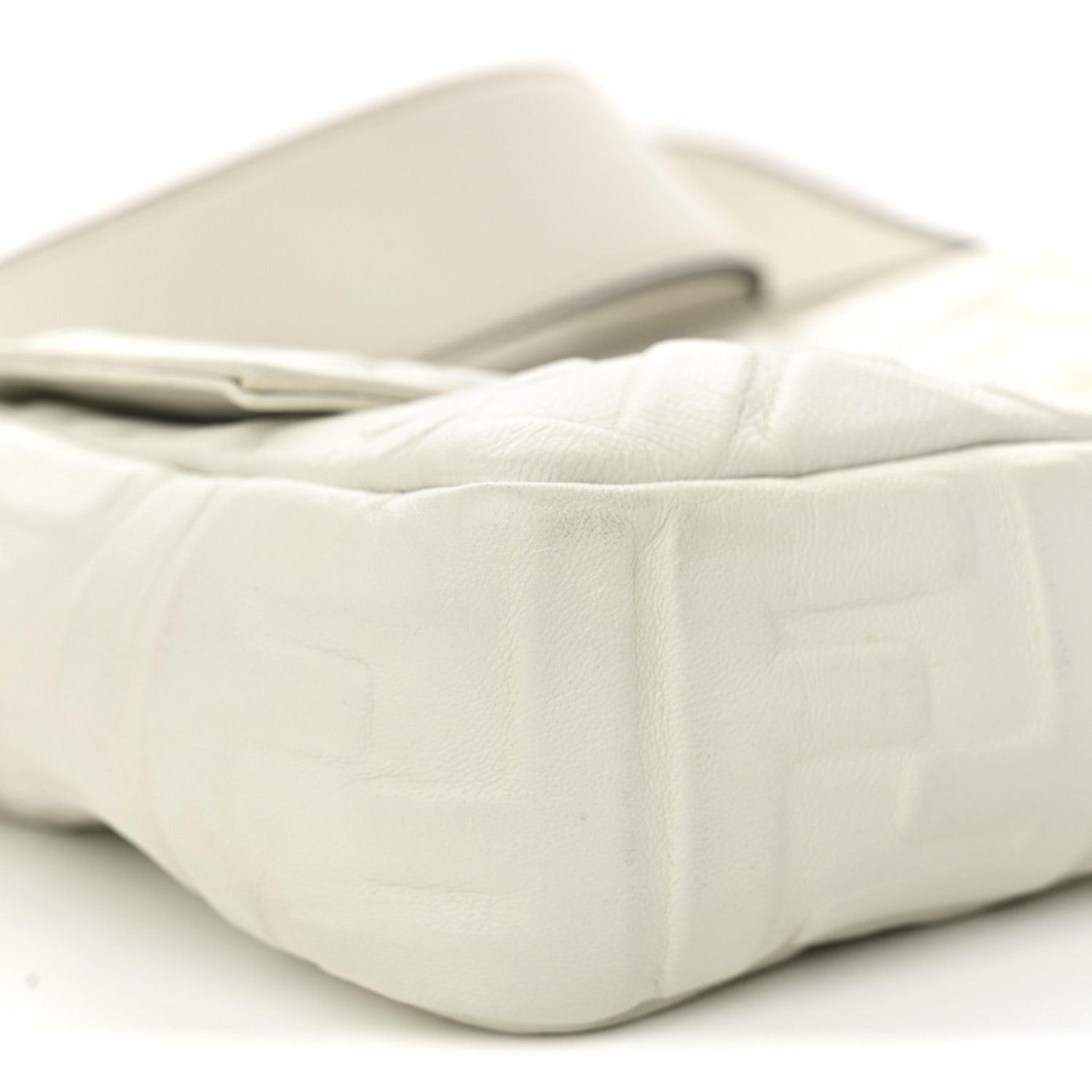 Fendi Nappa FF 1974 Embossed Large Baguette White 9 of 10