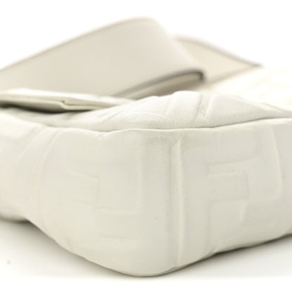 Fendi Nappa FF 1974 Embossed Large Baguette White 9 of 10