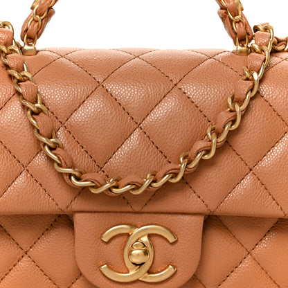 Chanel Caviar Quilted Mini Handy CC Flap Camel 9 of 13