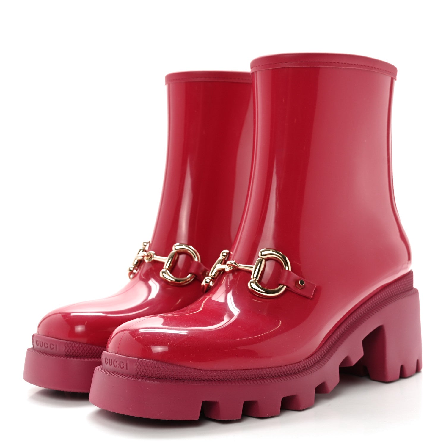 Gucci Rubber Womens Horsebit Ankle Boots 38 Petunia 3 of 11