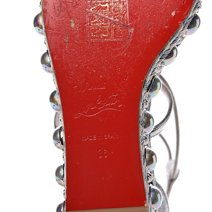 Christian Louboutin Crepe Satin Specchio Lurex Chocazeppa 60 Platform Sandals 36 Silver 7 of 10