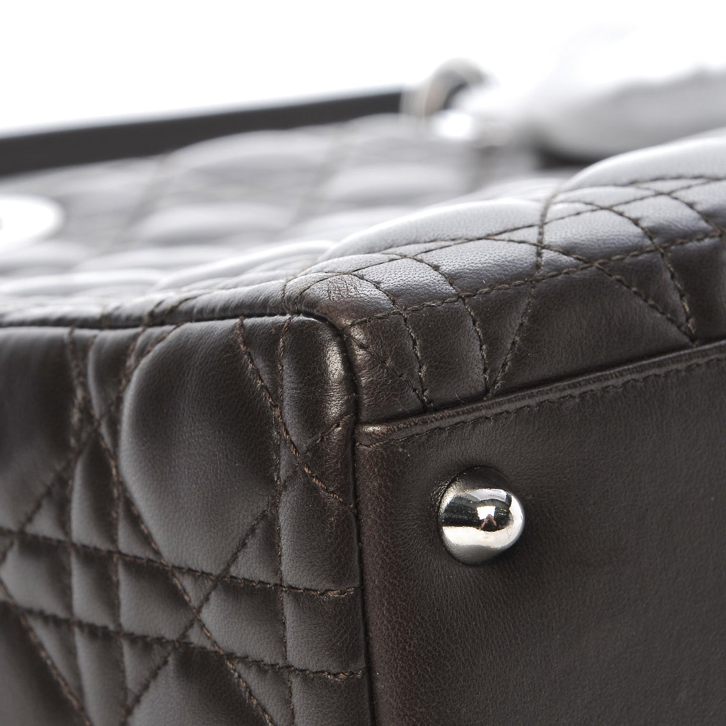 Lambskin Cannage Large Lady Dior Dark Brown