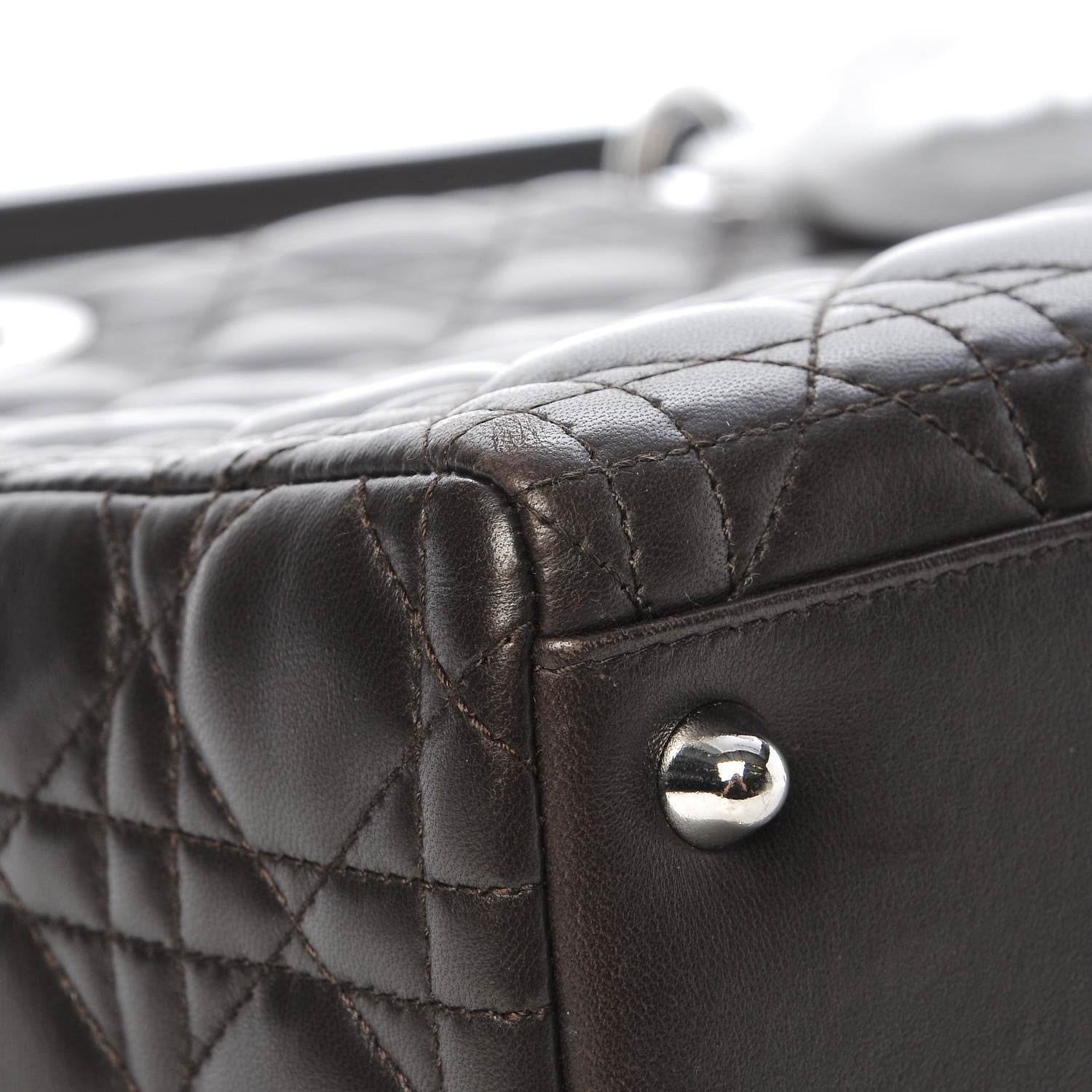 Christian Dior Lambskin Cannage Large Lady Dior Dark Brown 9 of 11