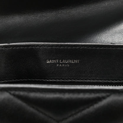 Saint Laurent Calfskin Y Quilted Monogram Toy Loulou Crossbody Bag Black 6 of 12
