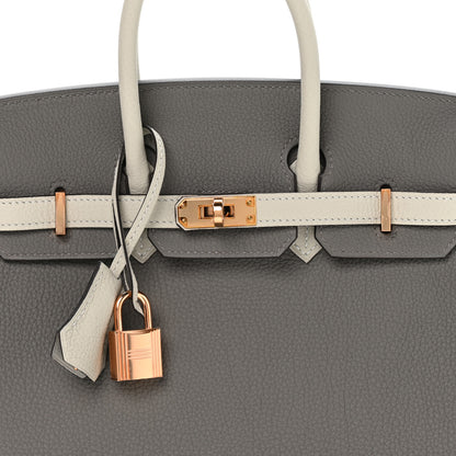 Hermes Togo Horseshoe Birkin 25 Etain Gris Perle 8 of 10