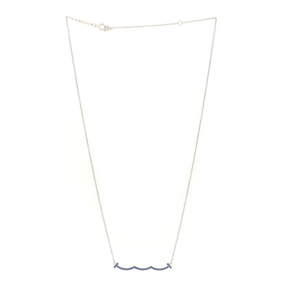 Tiffany 18K White Gold Blue Sapphire Wave Pendant Necklace 3 of 5